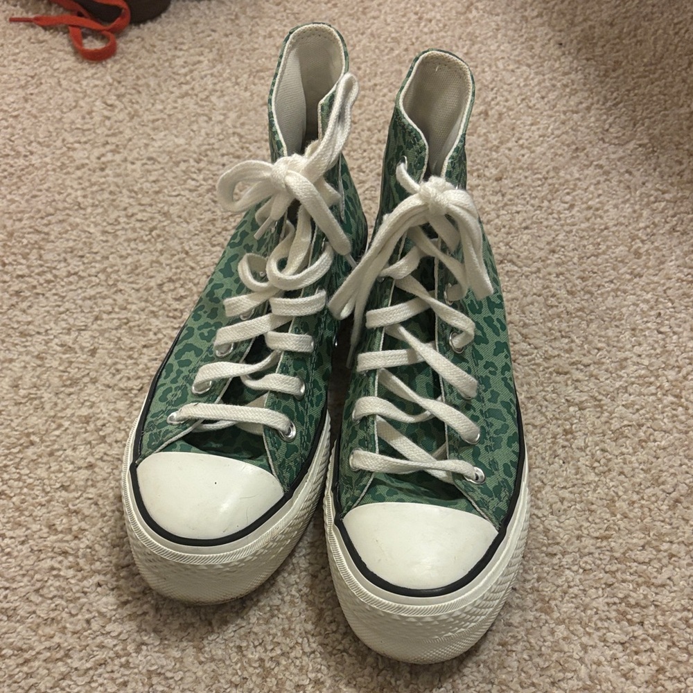 Converse Green Animal Print High-Tops